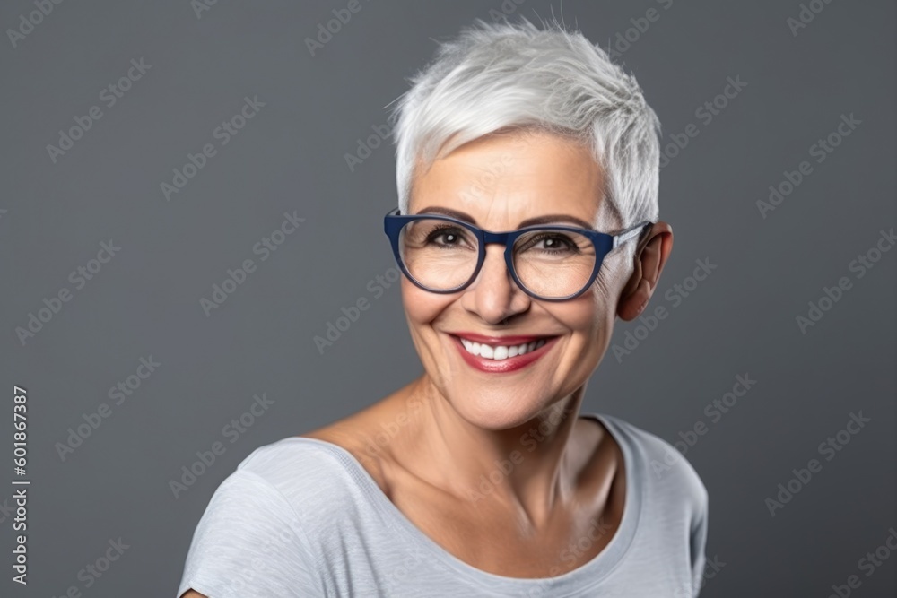 Smiling attractive mature woman looking at the camera. Generative AI Smiling attractive mature woman looking at the camera. Generative AI