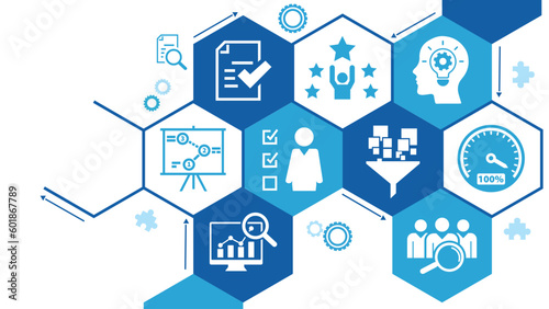 Banner evaluation concept. Assessment, Analysis, performance, improvement, results and feedback vector illustration concept.