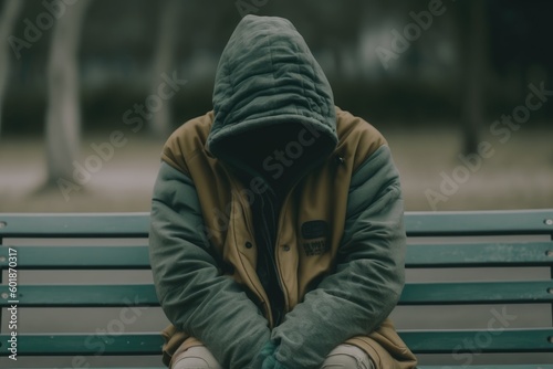 A person sitting alone on a park bench, Solitude Amidst Recession: The Human Cost, Generative AI