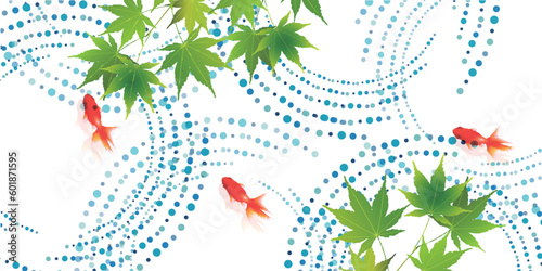 暑中見舞い　金魚　和柄　夏　背景