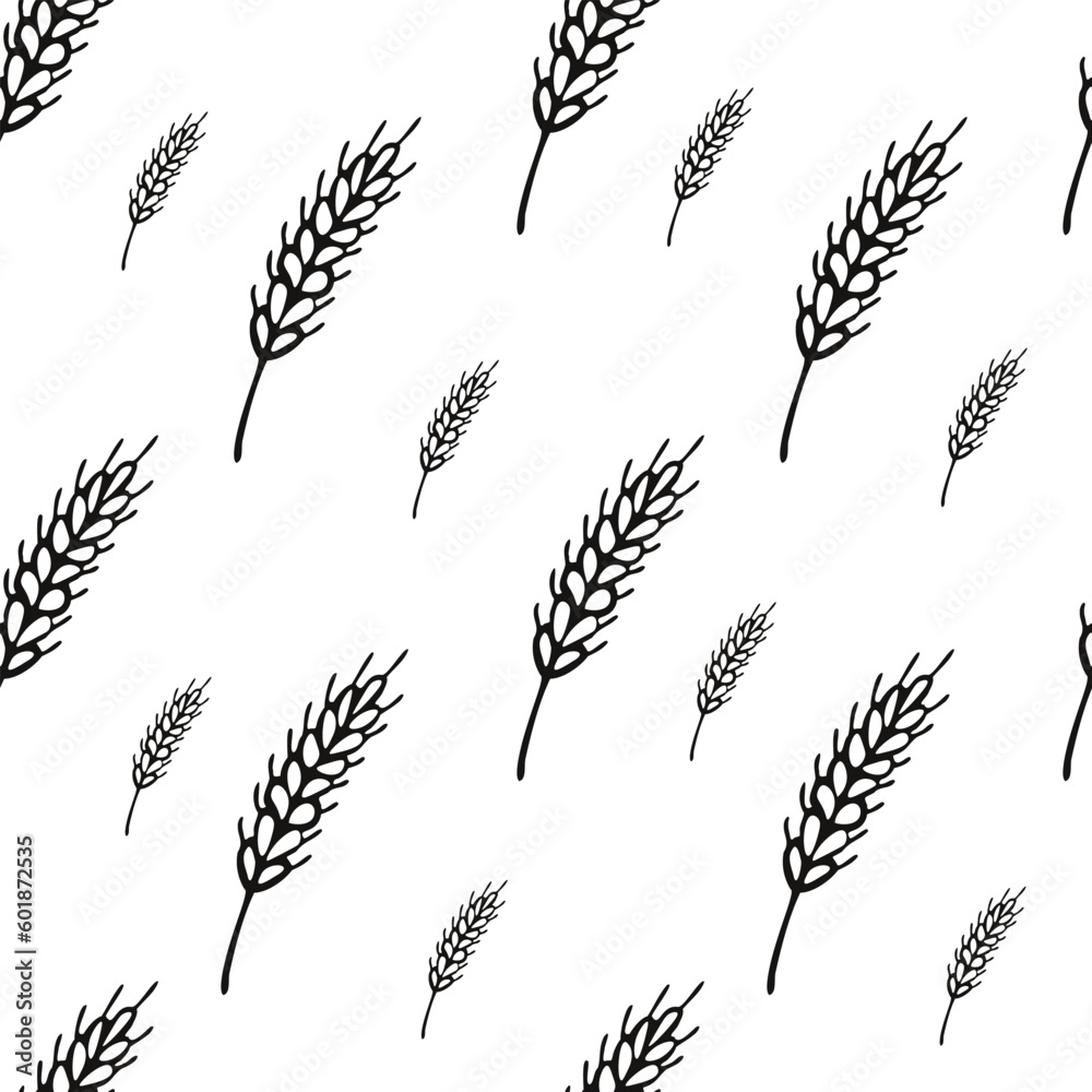 Simple texture with ears of wheat for wrapping paper, wallpaper, prints. Repeated grain shape for decoration design prints. Seamless geometric pattern Simple texture with ears of wheat for wrapping paper, wallpaper, prints. Repeated grain shape for decoration design prints. Seamless geometric pattern