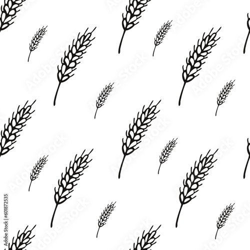 Simple texture with ears of wheat for wrapping paper  wallpaper  prints. Repeated grain shape for decoration design prints. Seamless geometric pattern