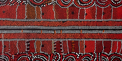 An illustration based on aboriginal style of dot painting. AI Generative Art.