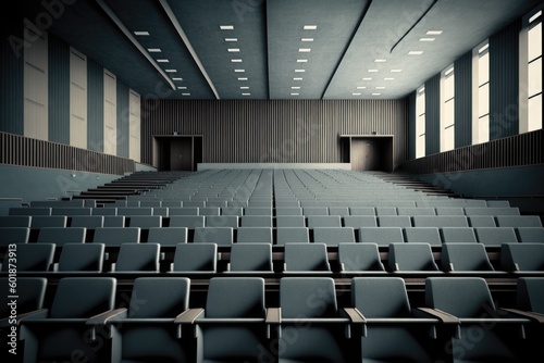 an empty auditorium with rows of seats Generative AI