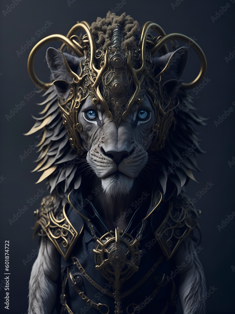 portrait of a lion created with Generative AI technology portrait of a lion created with Generative AI technology