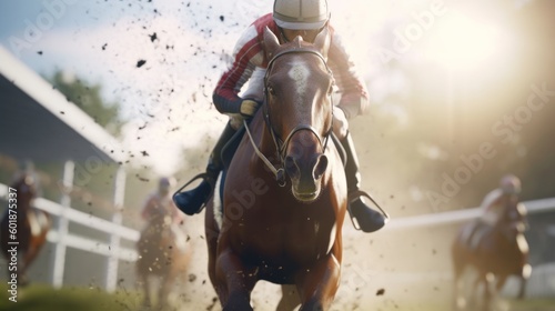 Fotografiet Horse racing. Generative AI