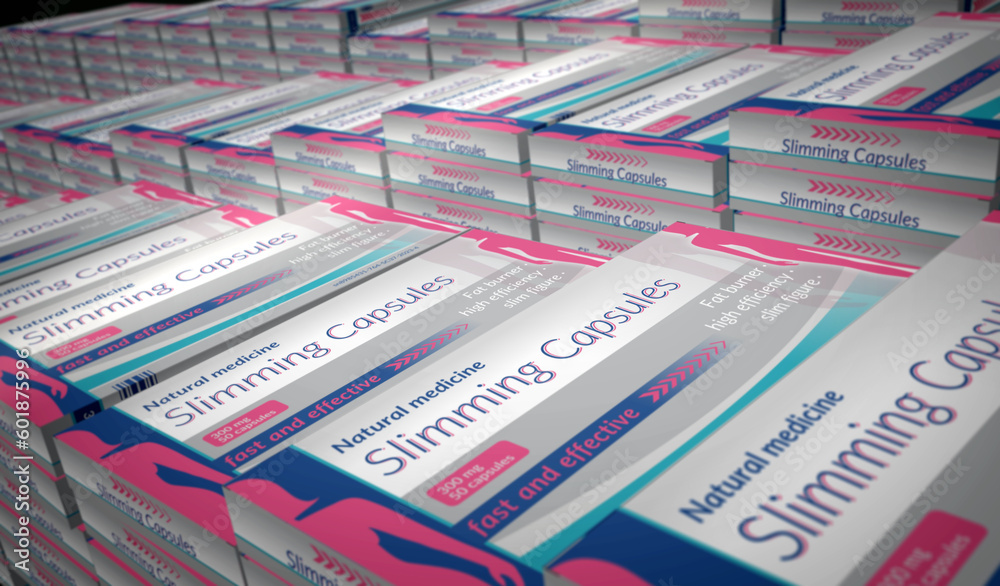 Slimming capsules pack 3d illustration Slimming capsules pack 3d illustration
