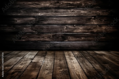 dark wooden floor with a black background Generative AI