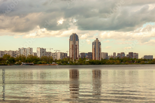 city skyline at sunset