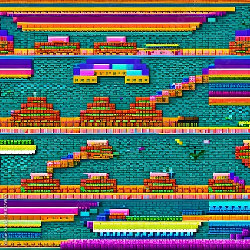 144 Pixel Art: A fun and playful background featuring pixel art in bright and vibrant colors that create a nostalgic and retro atmosphere1, Generative AI