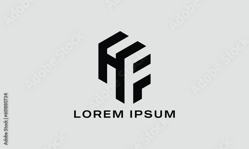Geometric shape HF letter Logo icon vector modern strong Masculine Sophisticated HF symbol.