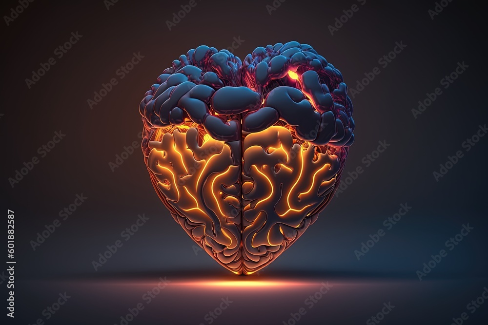 heart and brain together, heart and brain in love, valentine's day theme, generative AI heart and brain together, heart and brain in love, valentine's day theme, generative AI