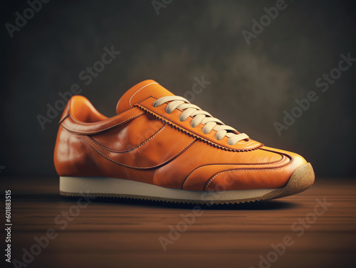 3D Render of Orange Vintage Running Shoes Stylish Antique