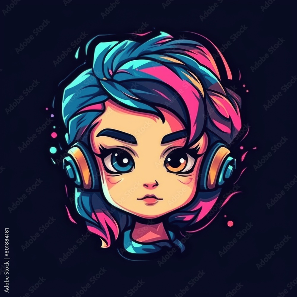 Esport style logo, human logo, kawai girl logo, sweet girl logo. Esport style logo, human logo, kawai girl logo, sweet girl logo.