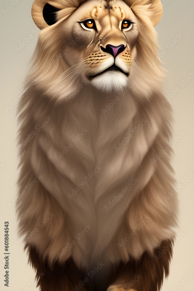 incredibly beautiful lion on a white background, generative ai incredibly beautiful lion on a white background, generative ai