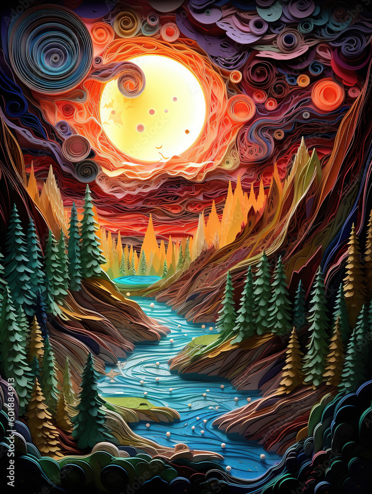 Obraz premium Forest paper art style