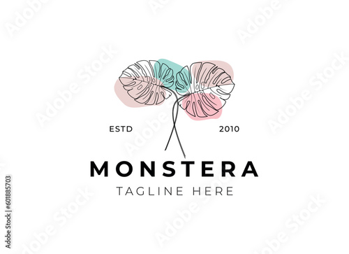 Monstera logo design symbol vector template