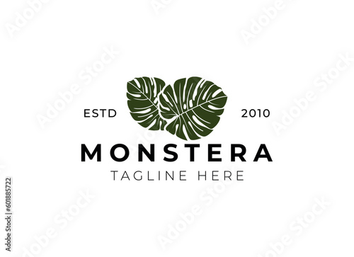 Monstera logo design symbol vector template