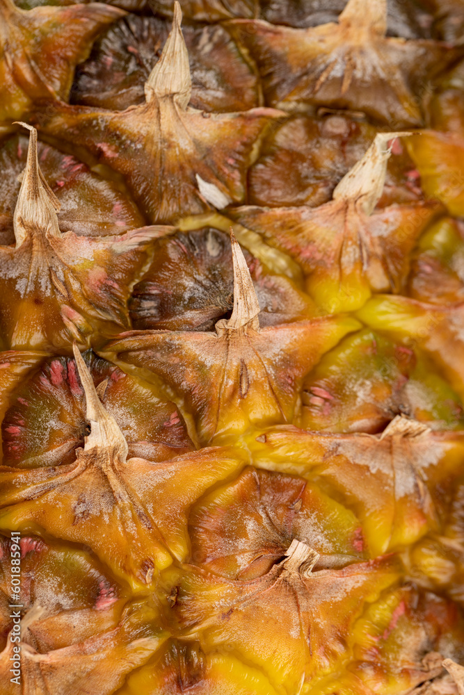 Yellow peel of ripe sweet pineapple, details Yellow peel of ripe sweet pineapple, details