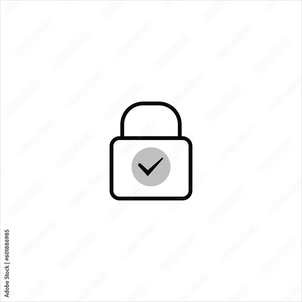 Illustration vector graphic of black and white padlock icon. flat simple minimalist stile design. cock is used for data protection, security, forms, etc. vector template design Illustration vector graphic of black and white padlock icon. flat simple minimalist stile design. cock is used for data protection, security, forms, etc. vector template design
