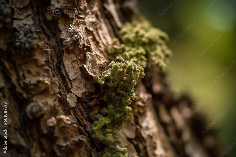 Close Up of Bark on Tree Stump. Old tree background. AI generated content Close Up of Bark on Tree Stump. Old tree background. AI generated content