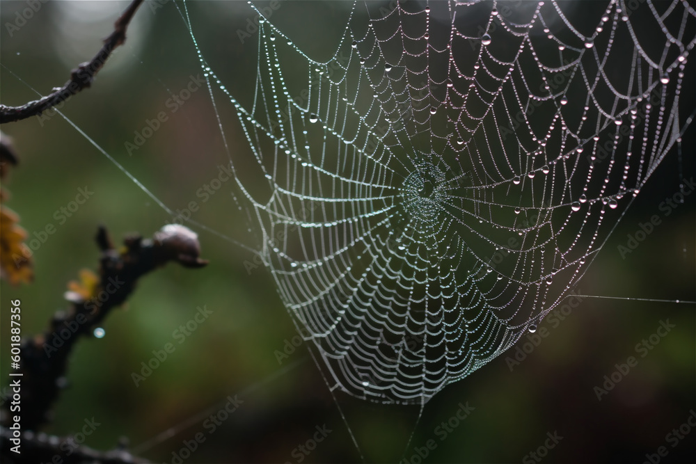 Macro of a spider Web. AI generated content Macro of a spider Web. AI generated content
