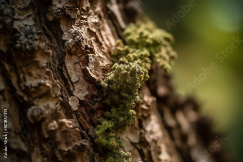 Close Up of Bark on Tree Stump. Old tree background. AI generated content