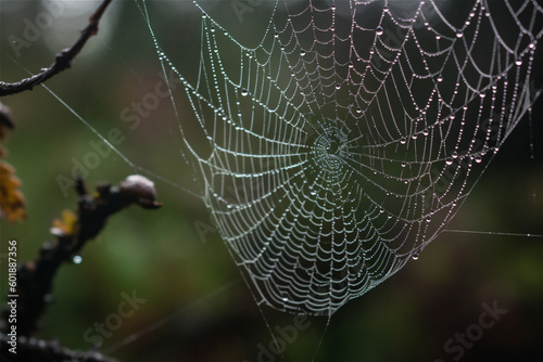 Macro of a spider Web. AI generated content