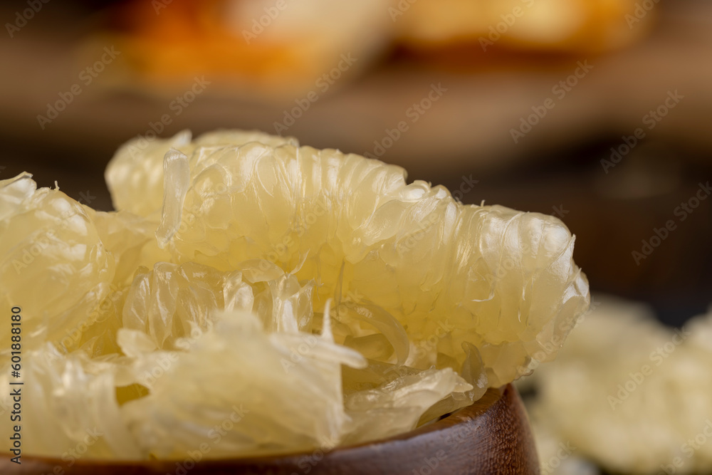 peeled and divided into small pieces ripe pale yellow pomelo