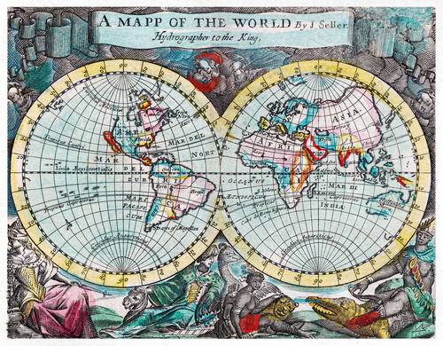 A mapp of the world (1682) by John Playford.