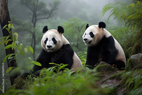 Giant pandas in Chengdu, China.ai generated © PapatoniC