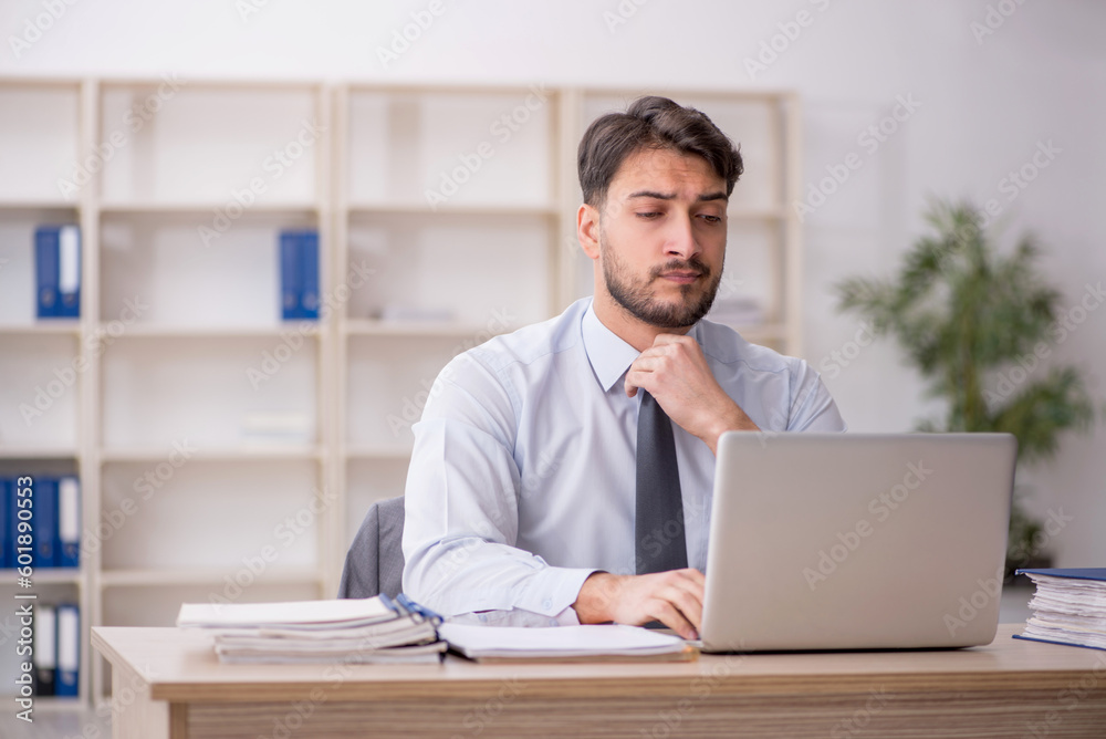 Young male employee working in the office Young male employee working in the office