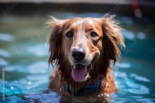 Happy dog in a swimming pool © kaien