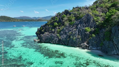 Philippines Palawan Drone View of Lagunes  photo