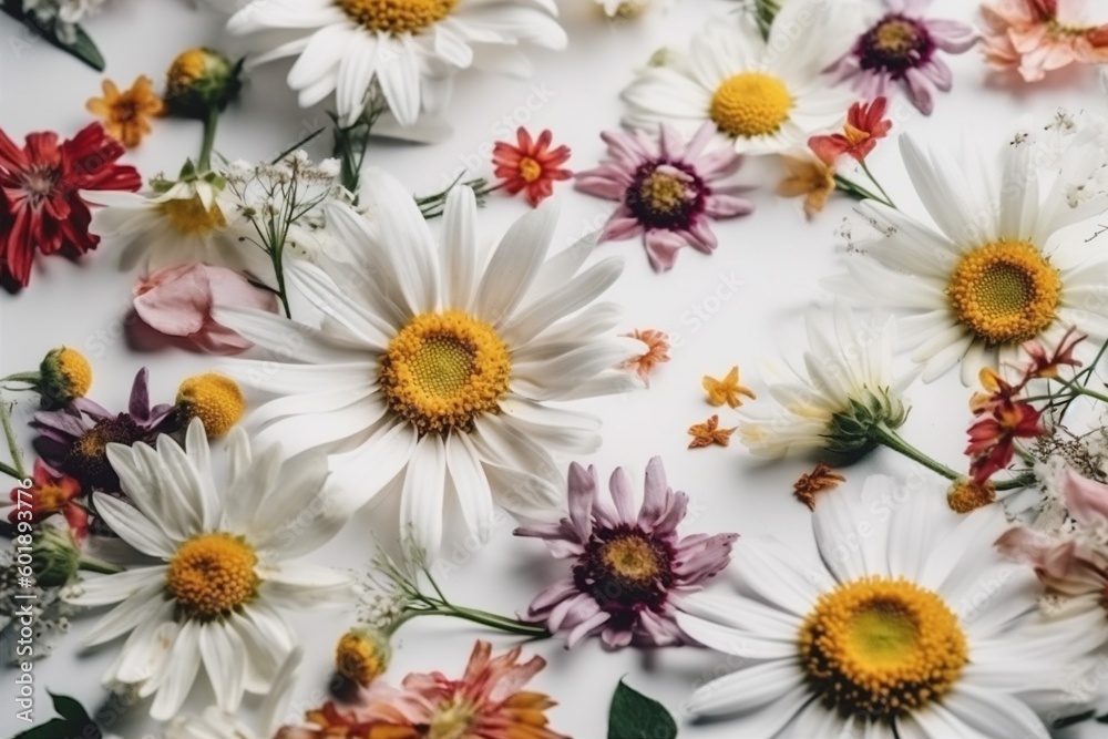 Obraz premium floral background mockup flower spring leaf vintage white summer nature isolated. Generative AI.