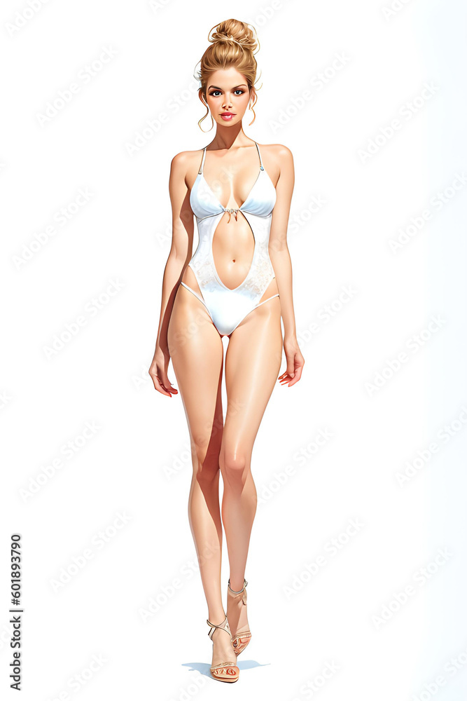 Fashion illustration sketch of girl in swimwear Fashion illustration sketch of girl in swimwear