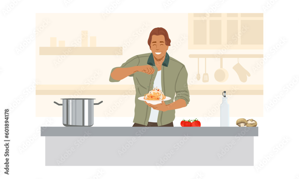 Man making pasta in the kitchen.