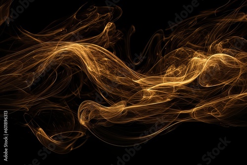 Abstract luminous energy flow wave isolated on black background made with generative AI