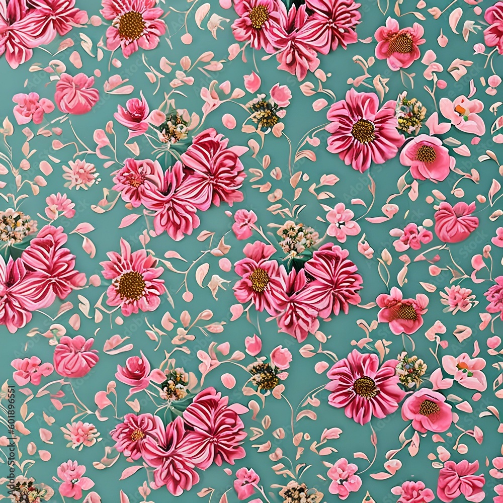 217 Floral Pattern: A feminine and romantic background featuring floral pattern in soft and pastel colors that create a delicate and charming atmosphere2, Generative AI