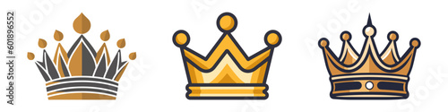 Vector collection of creative king and queen crowns symbols or logo elements. Vector illustration