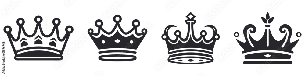 Vector collection of creative king and queen crowns symbols or logo elements. Vector illustration Vector collection of creative king and queen crowns symbols or logo elements. Vector illustration