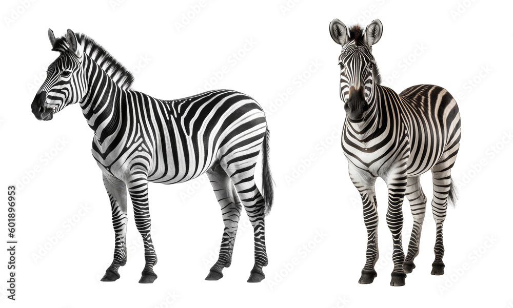Fototapeta premium Zebra Isolated on Transparent Background - Generative AI 