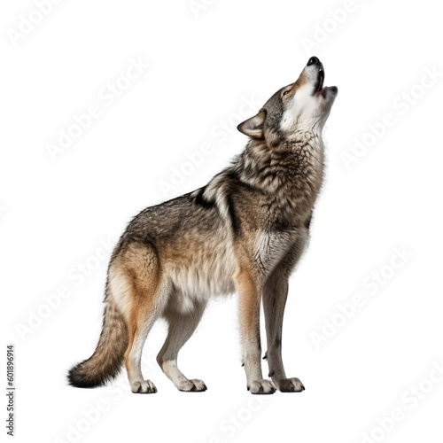 Wolf Howling Isolated on Transparent Background - Generative AI
