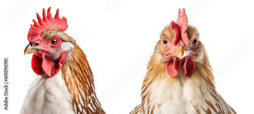 Chicken Face Shot Isolated on Transparent Background - Generative AI
 photo