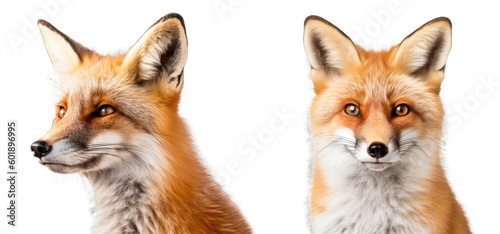 Fox Face Shot Isolated on Transparent Background - Generative AI 