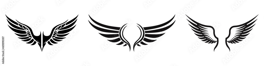 Fototapeta premium Set of wings icons. Wings badges. Collection wings badges. Vector illustration