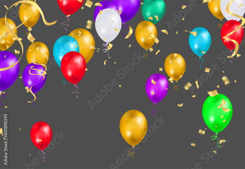Illustration set party balloons  confetti with space for text. eps.10