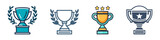 Trophy icons on white background. Vector illustration.