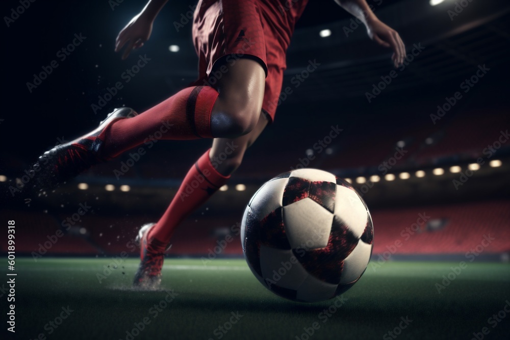 sport football soccer goal ball stadium foot game competition kick. Generative AI.