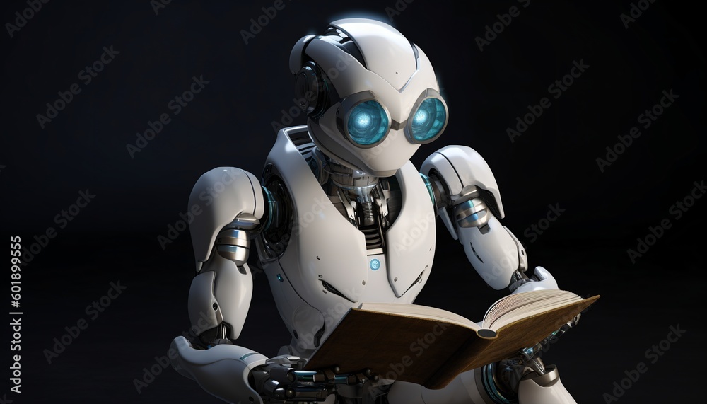 Robot reading book, generative ai Robot reading book, generative ai
